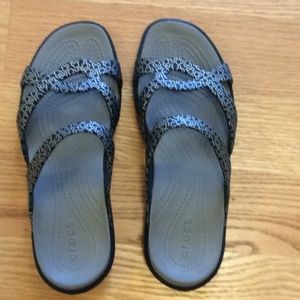 Disney Crocs sandals slides  women's black/silver